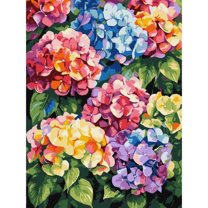 Картина за номерами Різнокольорові гортензії ©art_selena_ua KHO3299, 30x40 см