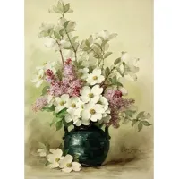 Алмазная мозаїка Бузок і кизил у блакитній вазі 189728, 20x30 см