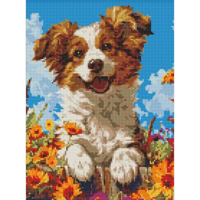 Алмазна мозаїка Собака у квітах ©art_selena_ua AMO20015, 30x40 см