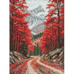 Алмазна мозаїка Дорога крізь червоний ліс AMO20585, 30x40 см